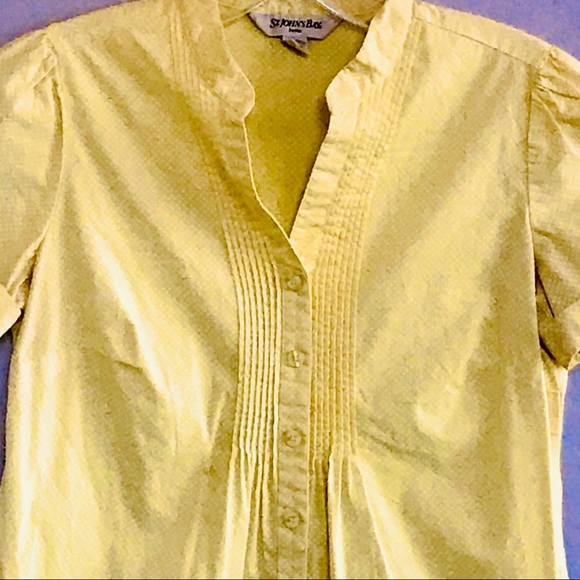ST JOHNS BAY SUNNY YELLOW BLOUSE W TINY POLKA DOTS - Picture 2 of 6